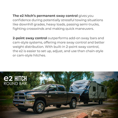 Fastway e2 2-Point Sway Control Round Bar Hitch, 94-00-0800, 8,000 Lbs Trailer Weight Rating, 800 Lbs Tongue Weight Rating, Weight Distribution Kit Includes Standard Hitch Shank, Ball NOT Included