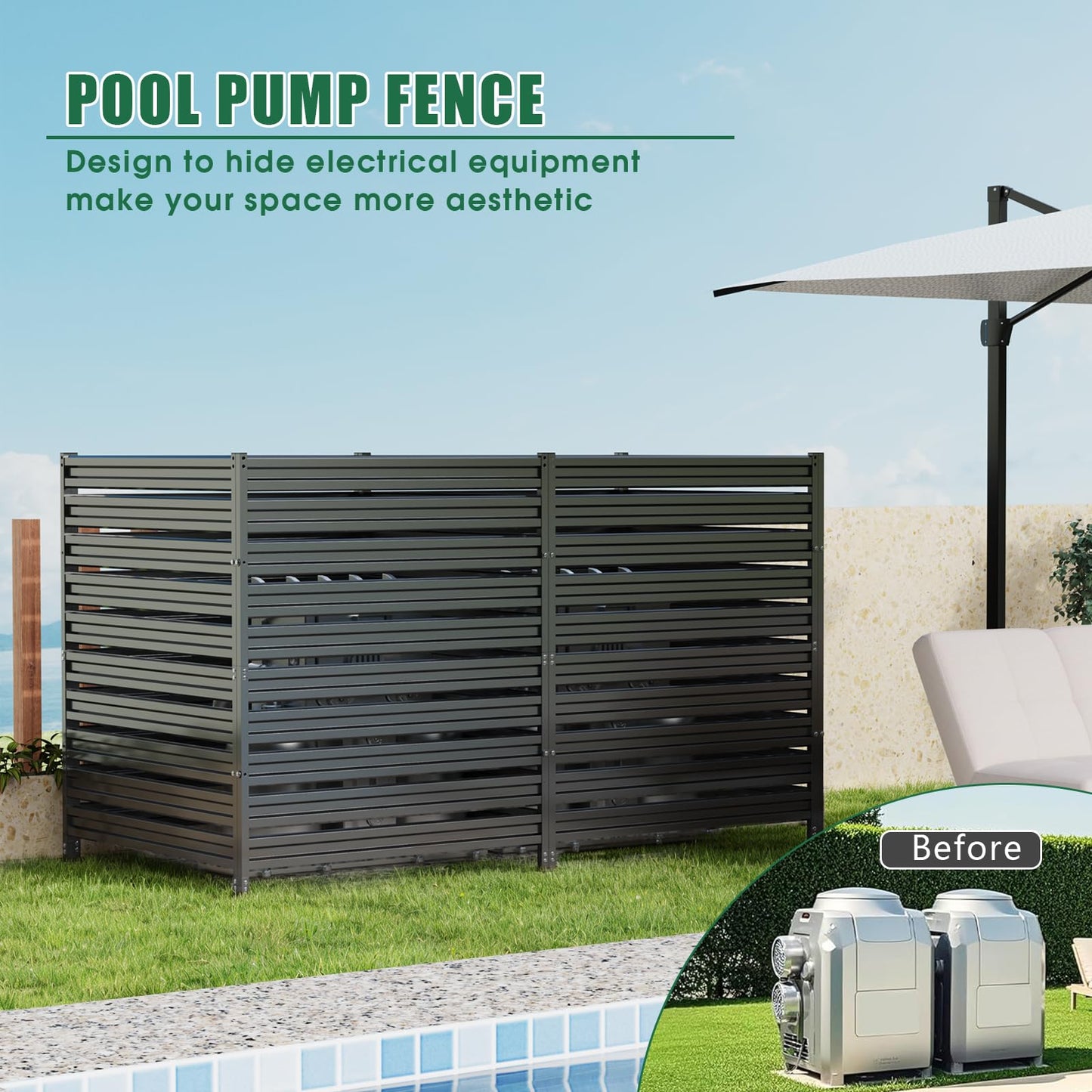 48" H x 48" W (2 Panels) Air Conditioner Fence, Metal Privacy Fence Panels for Outside, AC Unit Fencing, Trash Can Fencing, Pool Equipment Enclosure, Outdoor Privacy Wall for Outside, Patio