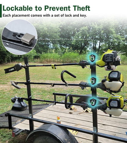 ELITEWILL 3 Place Weedeater Rack and 2 Place Backpack Blower Rack for Open Trailer