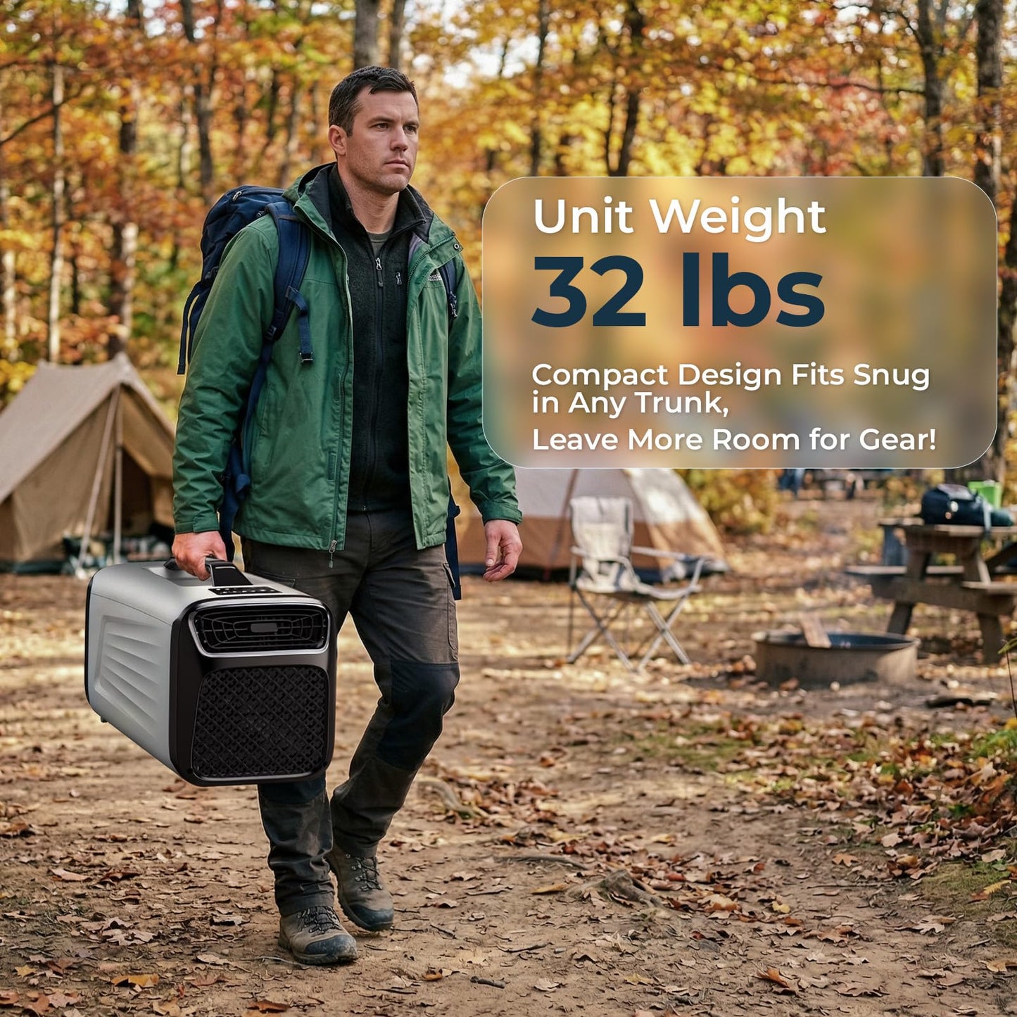 5200 BTU Portable Tent Air Conditioner for Camping, 4-in-1 Air Conditioner for Outdoor Indooer Using, 400W Consumption Quiet Small AC Unit for RV, Truck, Garage