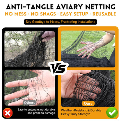 Heavy Duty Bird Netting for Chicken Coop with 1" Mesh, 50x50 ft Reinforced HDPE Poultry Netting, Durable & Reusable Chicken Netting for Hawks, Predator Proof for Farm, Fence, Garden & Orchard