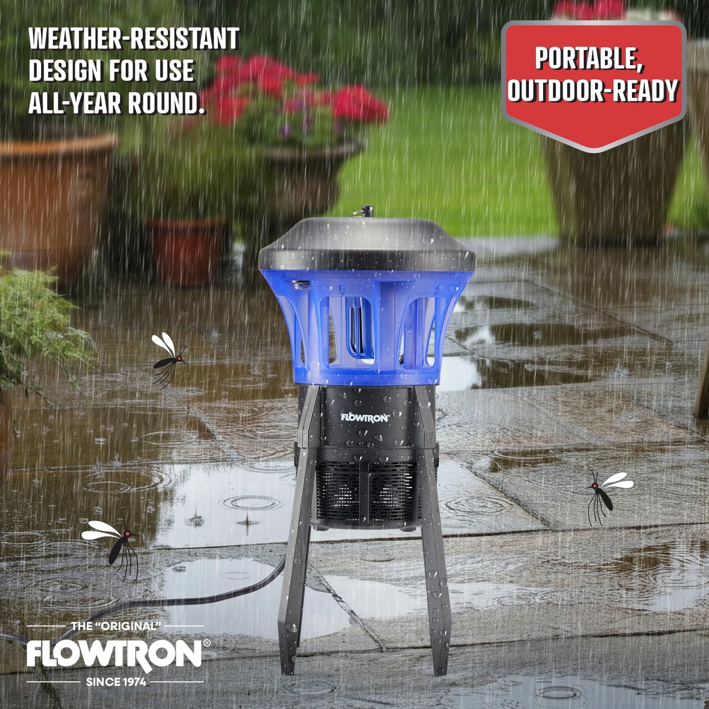 Flowtron Outdoor Bug Trap | UV Light & Powerful Fan Fly Killer with ½ Acre Coverage | Quiet Insect Control & Weather Resistant | Easy Clean Collection Chamber | Patio Deck Yard | ETL Certified
