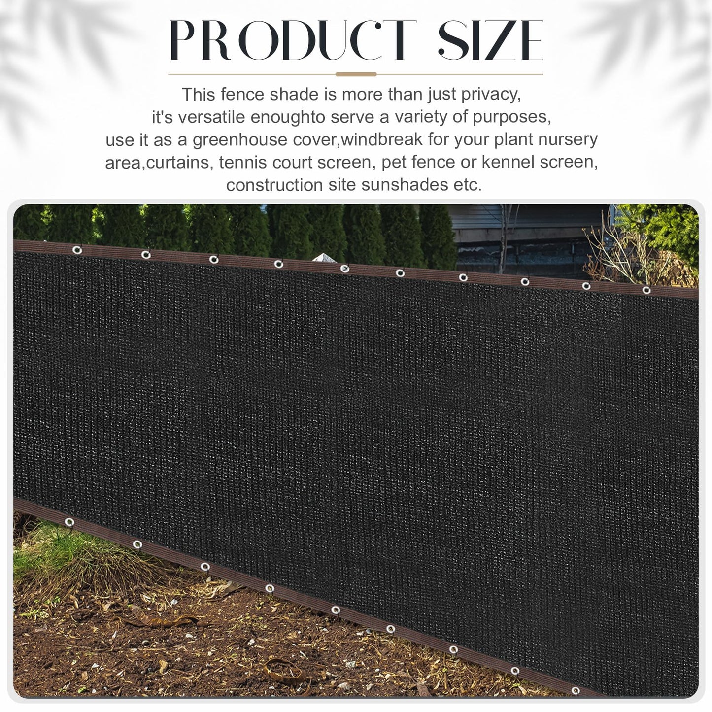 Windyun Wind Screen Privacy Screen Fence 150 GSM 88% Blockage with 100 Cable Zip Ties Heavy Duty Commercial Residential Netting Fence Cover for Outdoor Wall Garden Yard (Black,5 x 100ft)