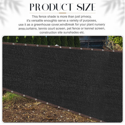 Windyun Wind Screen Privacy Screen Fence 150 GSM 88% Blockage with 100 Cable Zip Ties Heavy Duty Commercial Residential Netting Fence Cover for Outdoor Wall Garden Yard (Black,5 x 100ft)