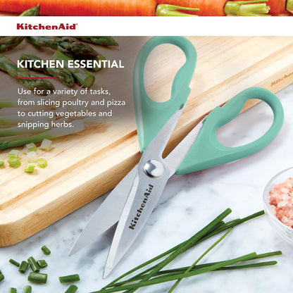 KitchenAid Kitchen Shears - Durable Stainless Steel Scissors with Protective Sheath, 8.72 Inch, Aqua Sky