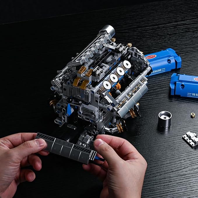 V8 Engine Model Kit That Runs Motorized Engine Building Set for Adults Working Visible Engine with Chain &amp Cylinder Linkage STEM Mechanical Building Toy Gift for Car Enthusiasts
