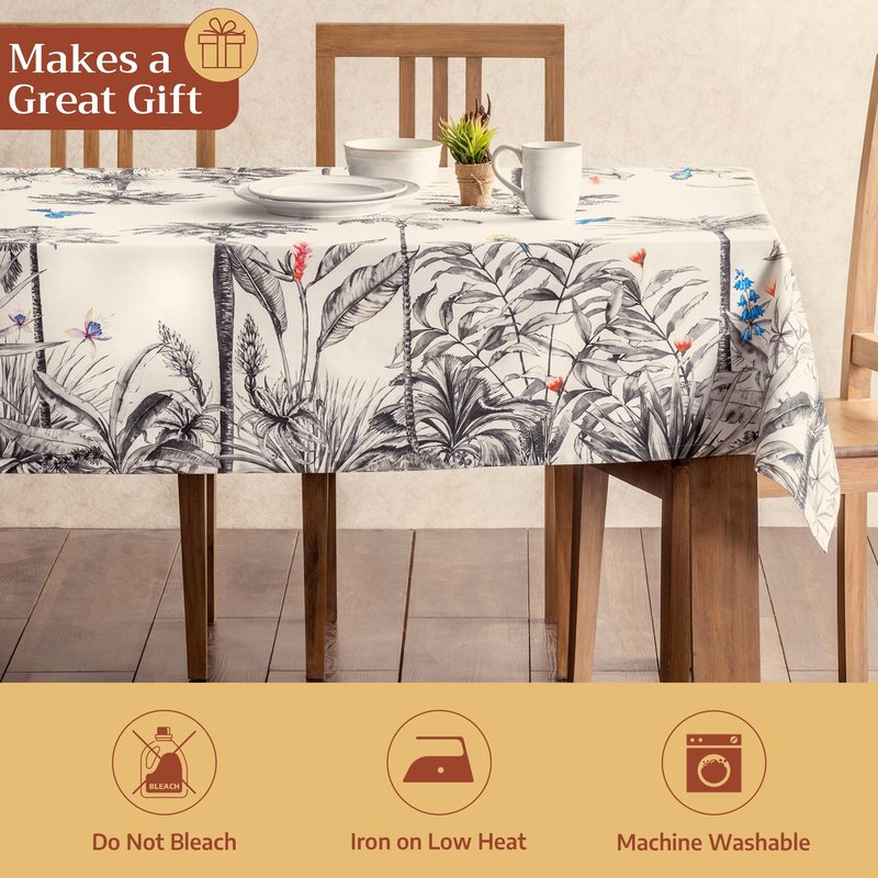 Maison d' Hermine Table Cloth Square Table 100% Cotton 54 x 54 Inches Fall Tablecloth Reusable Everyday Use for Thanksgiving Christmas Decorations Dining Farmhouse Party (Amazonia)