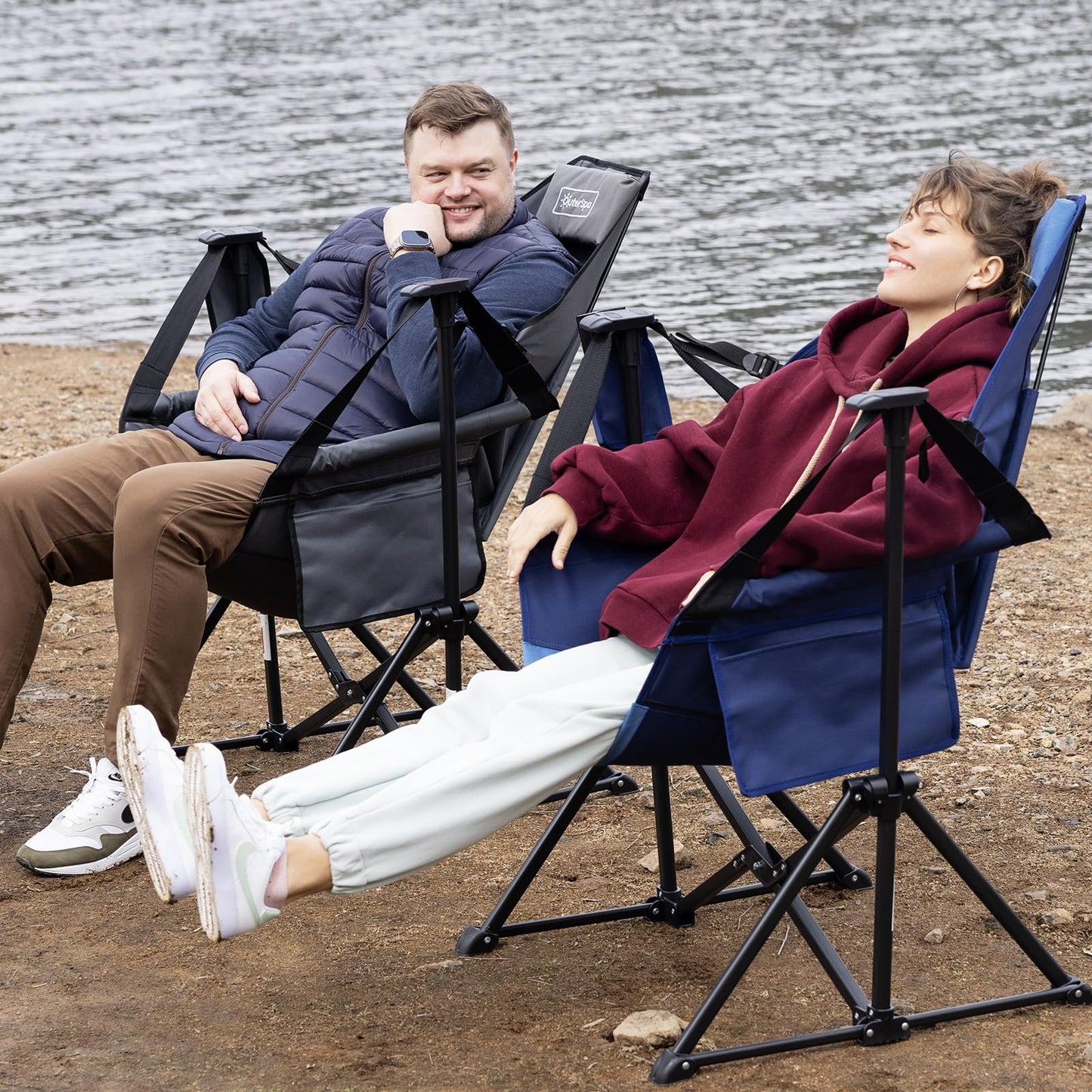 OuterSpa Hammock Camping Chair for Adults with Adjustable Backrest, Heavy Duty Padded Folding Hammock Chair Supports 400lbs, Portable Hammock Chair Swinging Chair for Camping, Travelling and Patio