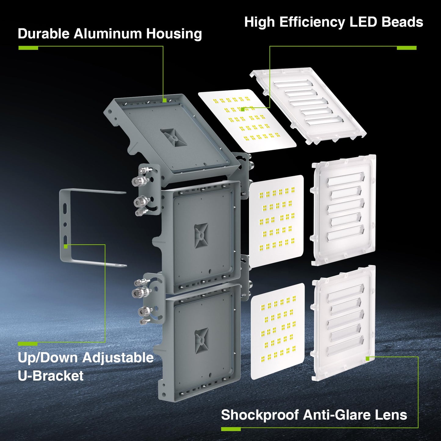 STASUN 2 Pack 300W LED Flood Lights, Mini Series Outdoor Floodlight, 30000LM 6000K Daylight White, IP66 Waterproof, 3 Adjustable Heads, Exterior Flood Lights for Yard, Driveway, Garage, Patio,Barn