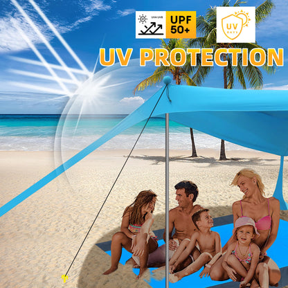 BOTINDO Family Beach Tent Canopy Sun Shade 6 Poles