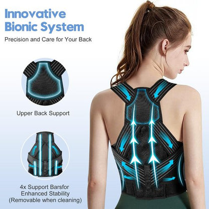 J.COXLOD Posture Corrector for Women and Men with Bionic System, Upgraded Back Brace, Adjustable Full Back Support, Shoulder Straightener, Neck, Upper and Lower Back Pain Relief M-Black-6