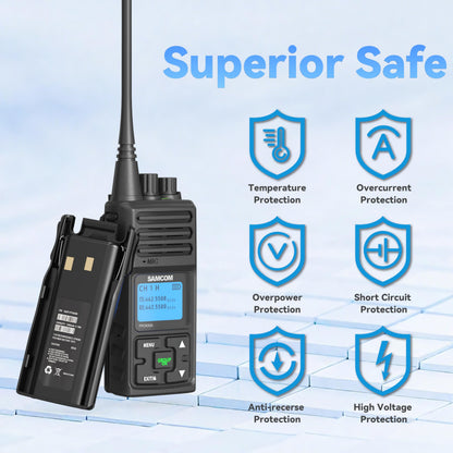 SAMCOM 2 Way Radios FPCN30A Two Way Radios Long Range Rechargeable 5 Watts UHF Professional Handheld Radios Walkie Talkies with GROUP CALL,1500mAh Battery and Earpieces for Commercial Business,3 Packs