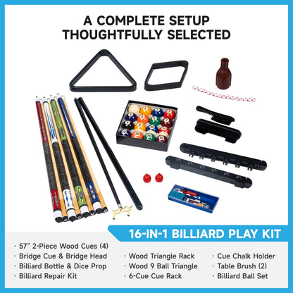 Empire USA - Pool Table Accessories Set 32 Piece, Billiard Kit with Cue Sticks, Ball Set, Triangle Rack & Cue Rack, Complete Pool Table Accessories Kit for Home Game Room