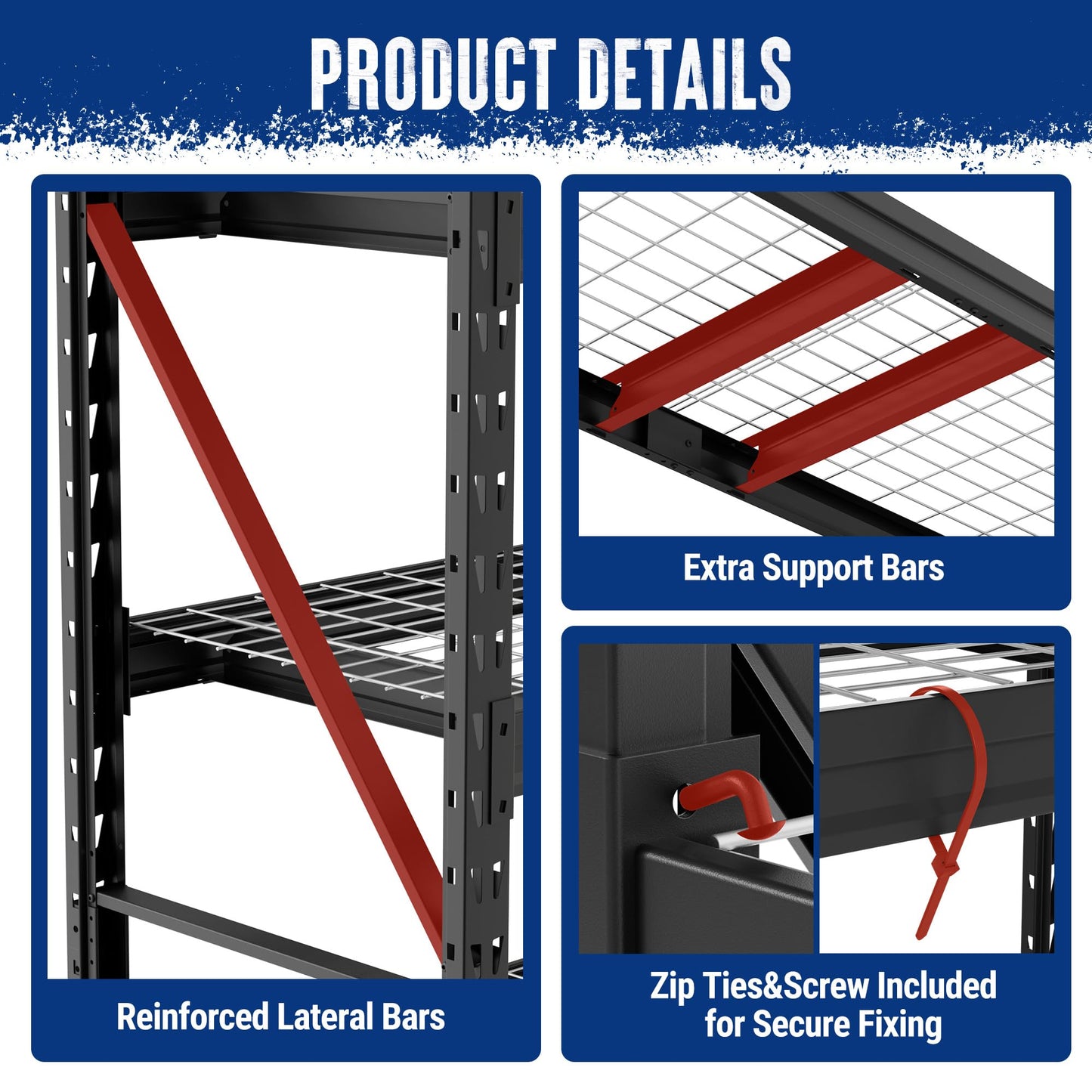 WORKPRO 77" Extra-Width Garage Shelving Units, 6400LBS Heavy Duty Utility Shelves, 4 Tier Industrial Adjustable Metal Storage Rack for Warehouse Shop Basement Organizers, 77”W x 24”D x 72”H