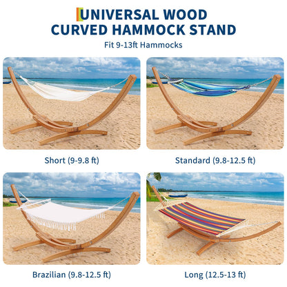 GarveeLife Wood Hammock Stand Only, Max 475 LBS, Heavy Duty Weatherproof Wood Hammock Stand for Outdoor, Indoor, Garden, Patio, Backyard, Curved