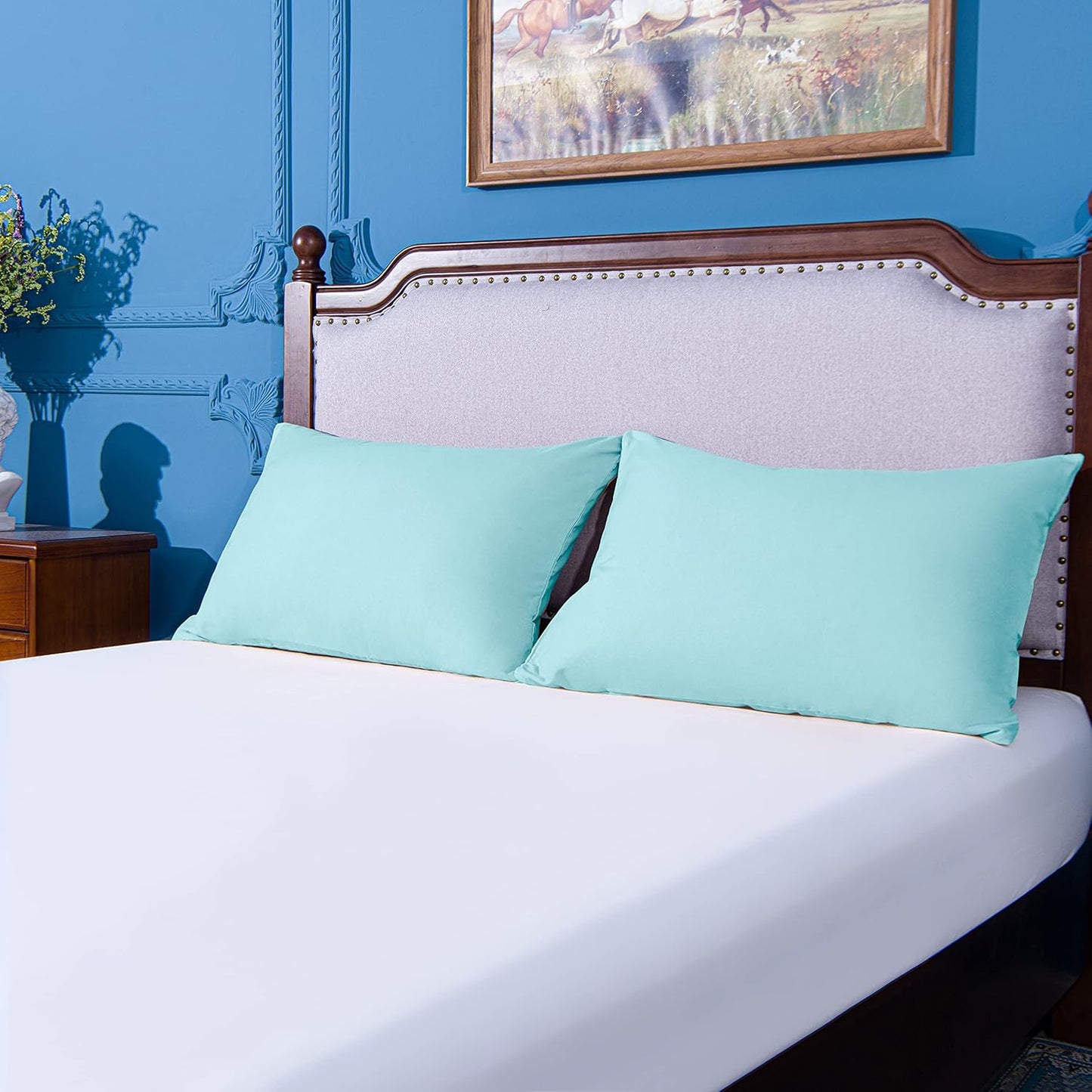 NTBAY Pillowcase Set - 2 Pack Soft Brushed Microfiber Aqua Pillowcases | Wrinkle-Free & Fade-Resistant - 20x26 Inches