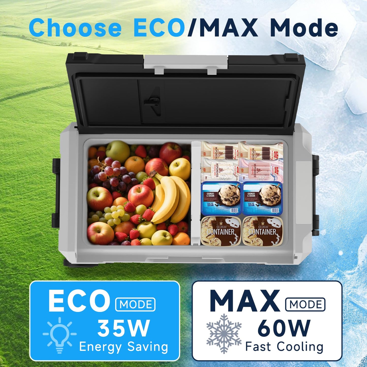 AS 12 Volt Refrigerator 47 Quart Car Fridge Portable Freezer Compressor Cooler APP Control, Electric Cooler -4℉~68℉, 12/24V DC 110~240V AC, Portable Freezer for Camping, Travel, Boat