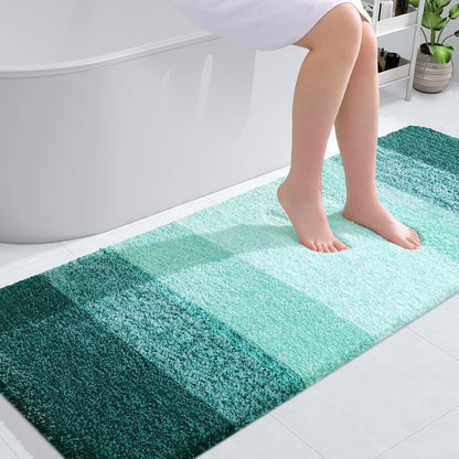 OLANLY Bathroom Runner Rug - Extra Soft Microfiber Mat with Rubber Backing | 59x24 Inches, Quick Dry, Blackish Green