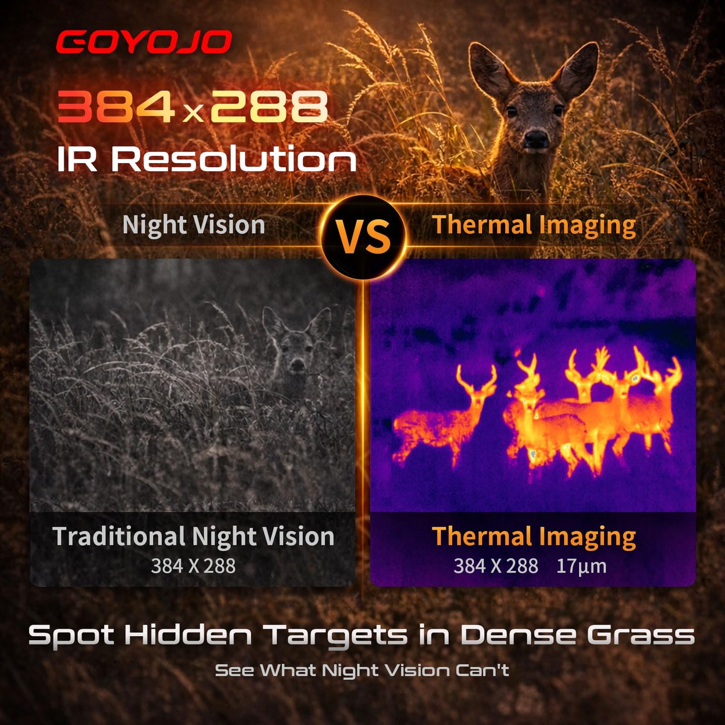 GOYOJO G315 Thermal Monocular, 384x288 (50 Hz) Thermal Imaging Monoscope Camera for Adults, 15mm Focal Lens Vision Goggles Thermal Scopes for Night Hunting Camping