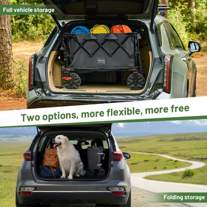 Timber Ridge Outdoor Collapsible Folding Wagon with Brakes and Cup Holders, 500lbs Heavy Duty All Terrain Wheels Utility Cart for Shopping Camping Garden Sports, Grey