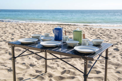 MOUNTAIN SUMMIT GEAR Heavy-Duty Roll-Top Table for Camping - Portable Aluminum-Top Folding Table with Steel Frame by Caddis Sports, Inc. (Extra Large)