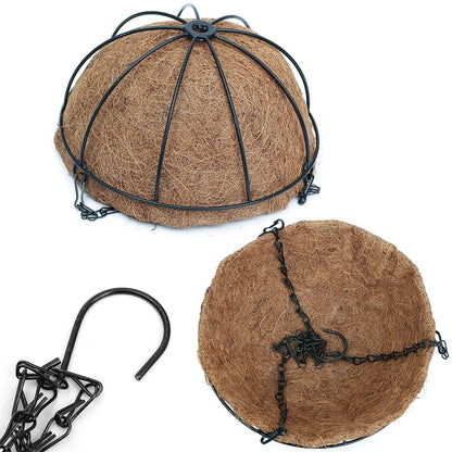 EIMQUVW Metal Hanging Planters Basket Set of 4 Hanging Flower Pots 10 Inch Chain Round Wire Plant Holder with Coco Coir Liner Garden Watering Hanging Baskets for Patio Garden Outdoor1