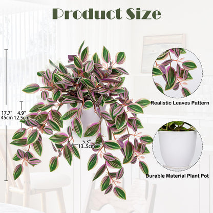 Briful Faux Plants Indoor Fake Potted House Plants Artificial Watermelon Peperomia Hanging Plant for Home Office Bedroom Aesthetic Shelf Kitchen Decoration(Pink - 1 Pack)