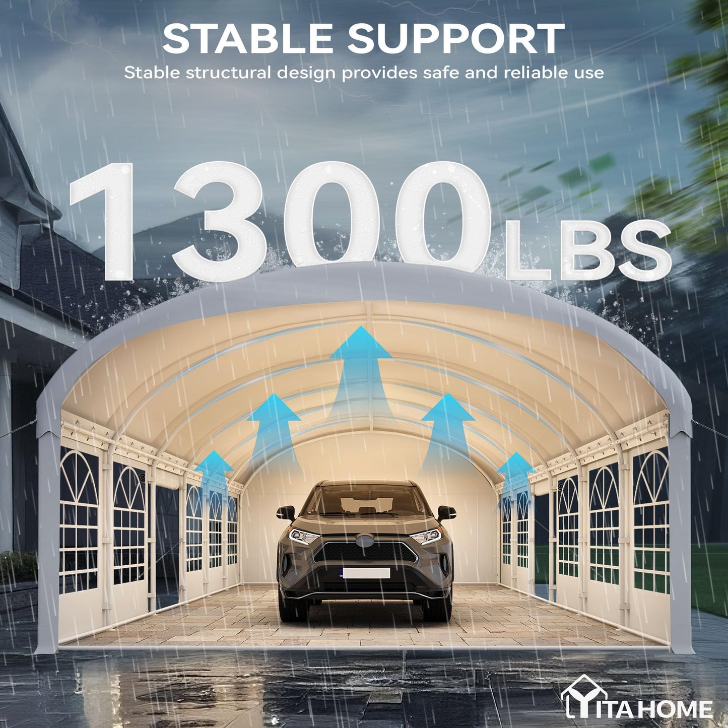 YITAHOME 20x40FT Party Tent Outdoor Wedding Event Shelters Arch Top Heavy Duty Galvanized Steel Arch Top Canopy with Large White Roof, Removable Sidewalls & 3 Storage Bags