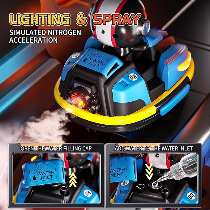 RC Bumper Cars Set for 2 Players 2.4 GHz Remote Control Battle Race Cars With Light &amp Music Toys for Toddlers Girls Boys Age 1-5 Years Christmas Birthday Gift
