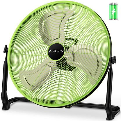 ZIZIWIN 20'' Large Battery Fan, Portable Cordless Camping Fan, Rechargeable Battery Floor Fans, 360° Tilt, Wireless, USB Output, for Home Office Gazebo Greenhouse Outside Gym
