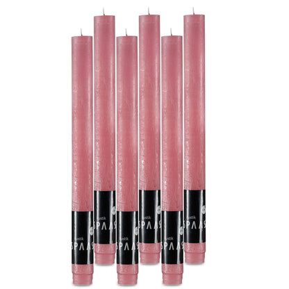 SPAAS Rustic Rose Blush Candles - Set of 6 10" Tall Dripless Light Pink Unscented Long Burning Decorative Table/Party/Wedding/Holiday Candles