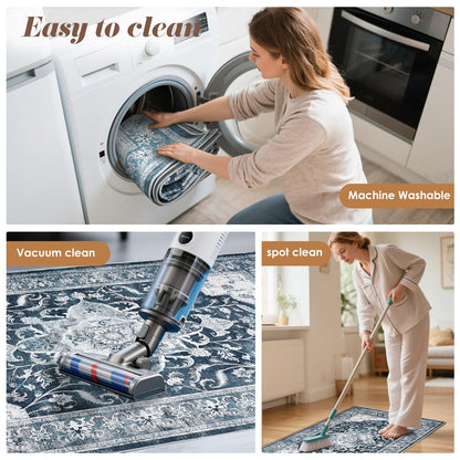 Office Chair Mat for Hardwood Floor & Tile Floor, 36"x48"Anti-Slip Under Desk Carpet Protector for Rolling Computer Chair Mat, Machine Washable Office Area Carpet (Chenille,Blue)