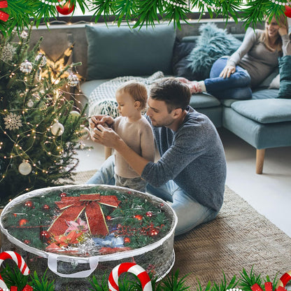 ProPik Christmas Wreath Storage Bag - Waterproof PVC Container for 24-Inch Wreaths | 4 Pack, Clear Design