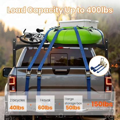 Trailer Ladder Rack, 4.1'-7.2' Adjustable Heavy Duty Ladder Holder for Enclosed & Open Trailers, Black Ladder Rack with Secure Ladder Stopper for Transport