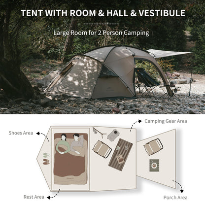 Naturehike Massif Hot Tent with Stove Jack, Waterproof Windproof 4 Season Tent, 2/4 Person Cold Weather Winter Tents for Camping