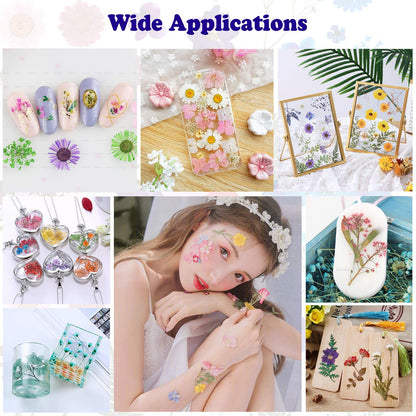 LUCISKY 132Pcs Pink Pressed Dried Flowers and Butterfly for Resin Molds, Real Natural Bulk Dry Floral Leaves Stickers for DIY Art Crafts, Jewelry, Candle, Soap Crafts Making