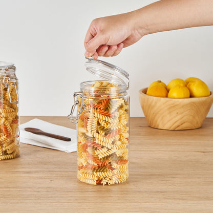 Restaurantware-Met Lux 51 Ounce Mason Jars, 20 Airtight Storage Jars With Lids - Rubber Gasket, Wide Mouth, Clear Plastic Round Canisters, Durable, For Kitchen And Pantry Storage Of Bulk Dry Food