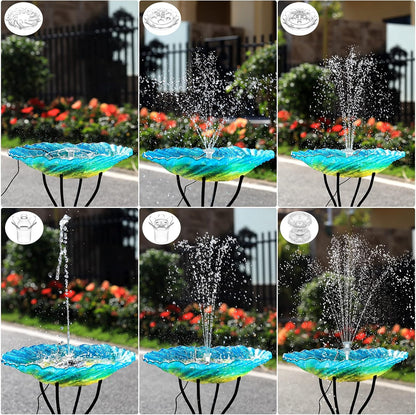 AISITIN Solar Fountain Pump - DIY Water Feature with 6 Nozzles & 3.9ft Cord for Bird Baths, Gardens, Ponds