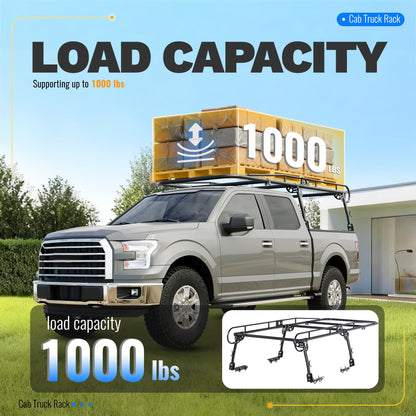ALMULOO Adjustabl Truck Ladder Rack 60" W x 138" L x 34" H Universal Truck Pickup Bed Contractor Rack Heavy Duty Steel Lumber Utility Kayak Rack 1000lbs