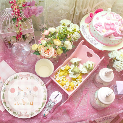 Havawish 175 Pcs One Silly Goose Birthday Decoration Party Tableware Set for 25 Guest Girl Pink One Silly Goose Birthday Decor Baby Shower Plate Cup Napkin Fork Knife Spoon for 1st Party Decoration