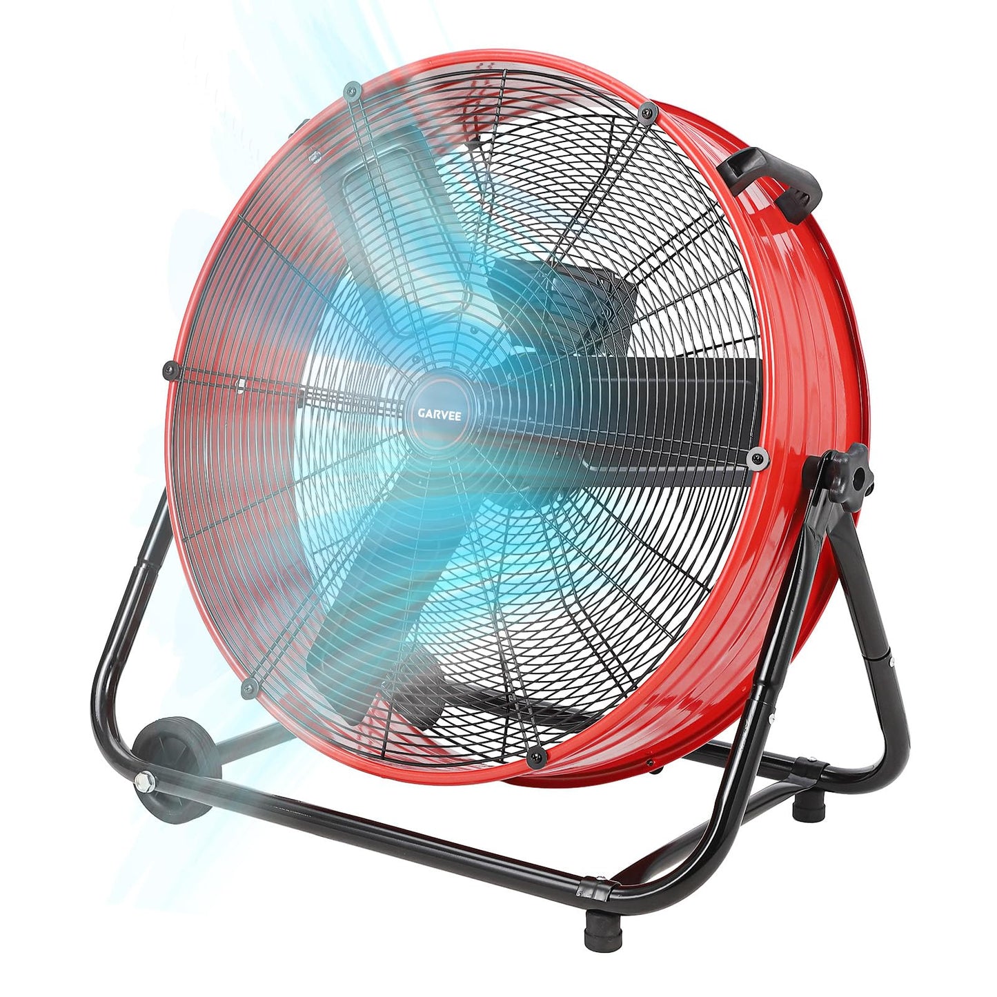 Garvee Industrial Floor Fan 24 in, Heavy Duty Drum Fan with Adjustable 3 Speed 4800-8800 CFM Cooling, Metal Blades & 360° Rotation for Industrial Commercial Space, Garage, Warehouse, Workshop
