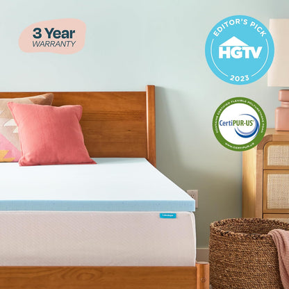Linenspa Memory Foam Mattress Topper - 2 Inch Gel-Infused Plush Feel | California King Size - Cooling & Pressure Relieving