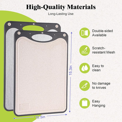 Titanium Cutting Board - Double-Sided Food Grade Board | Large 15”x10” Easy-Clean Dark Gray