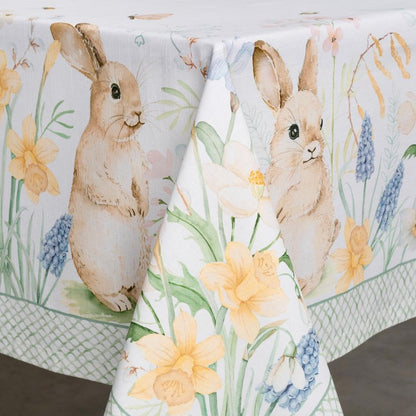 Maison d' Hermine Table Cloth Square Table 100% Cotton 60 x 60 Inches Tablecloth Reusable Decorative for Dining Kitchen Room Farmhouse Home Gifts for Mothers Day Spring Summer - Easter Dew