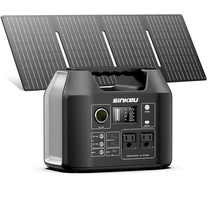 SinKeu Solar Generator with Panels Included - 300W Portable Power Station with 40W Solar Panel,256Wh (80000mAh) LiFePO4 Battery with USB DC AC Outlets for Home, Laptop, RV, Hurricane, Camping
