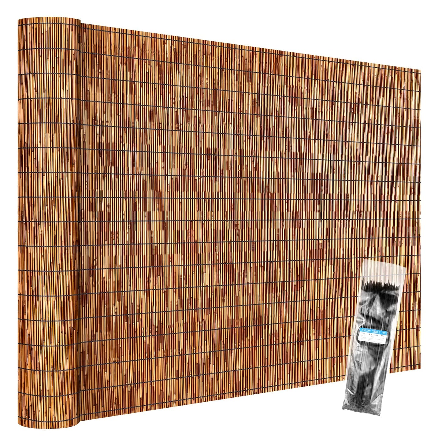 Natural Reed Fencing Rolls,6FT X 16.4FT Reed Screen Curtain Bamboo Fence Covering Privacy for Outdoor Backyard Patio Garden Decorative Fence (Brown)