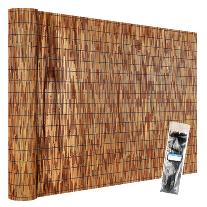 Natural Reed Fencing Rolls,6FT X 16.4FT Reed Screen Curtain Bamboo Fence Covering Privacy for Outdoor Backyard Patio Garden Decorative Fence (Brown)
