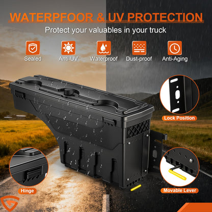 GEARLAST Truck Bed Storage Box Fit for Dodge Ram 1500 2019-2025 Passenger side
