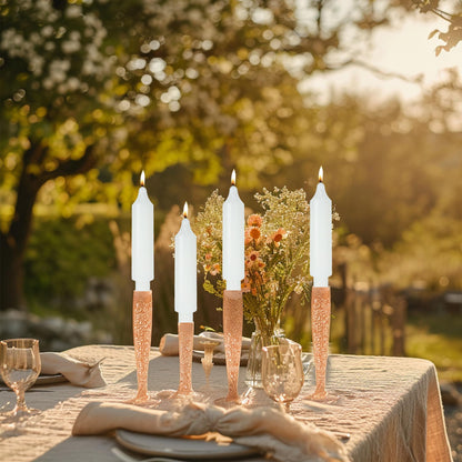 MAITREYA White Candlesticks Short Taper Candle Dripless Dinner Candle for Wedding Party Decoration Home Dinner,6.5inch,4 Pack