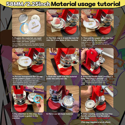 100 Sets 58mm / 2.25 in (Approx. 2-1/4 inch) Button Making Supplies for Your Round Button Maker Machine, Including Metal Covers, Metal pin Back Cover, Clear Plastic Film, Blank Paper & Gasket